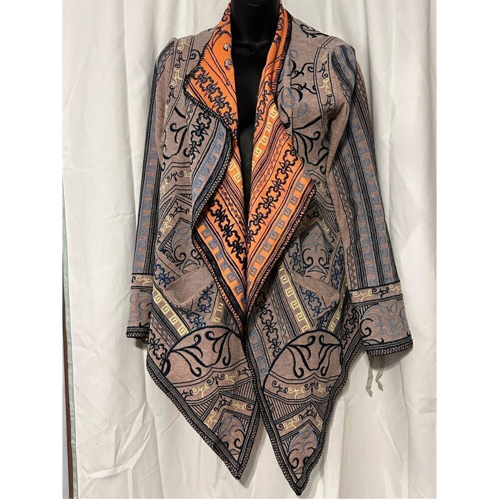 GREAT CONDITION stunning Birdie James AUTHENTIC CHIC embroidery cardigan SIZE ME